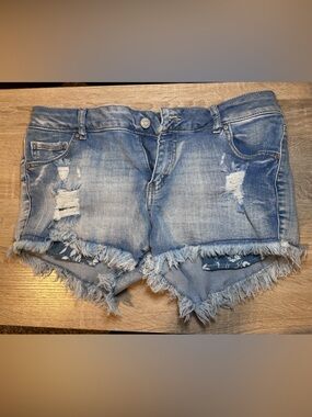 Wax Jean Light Blue Distressed Denim Shorts